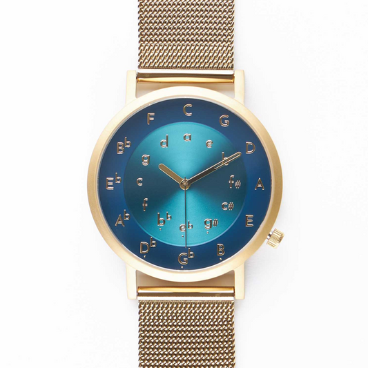 Ossia Watch - Symphony Azure met Gouden Mesh Bandje