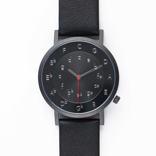 Ossia Watch - Nocturne Noir met Noir Lederen Bandje