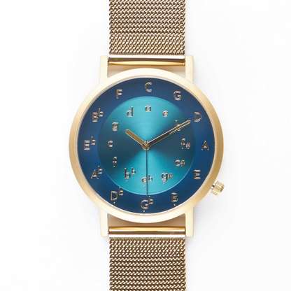 Ossia Watch - Symphony Azure with Gold Mesh Strap