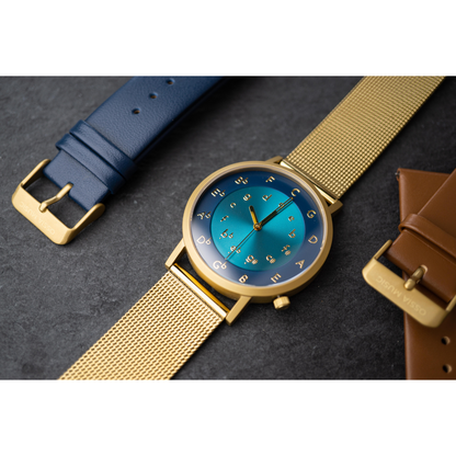 Ossia Watch - Symphony Azure with Gold Mesh Strap